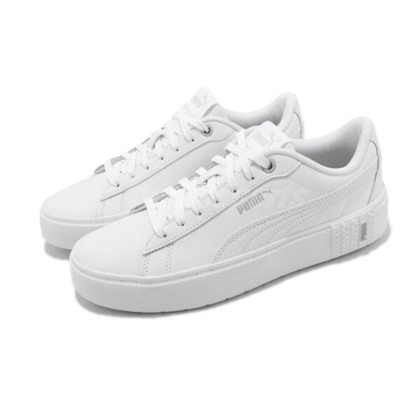 PUMA Smash Platform V2 Triple White Women's Sneakers Size 8 - Picture 1 of 16